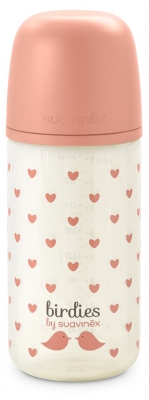 Suavinex Birdies Biberon Verre Tétine Symétrique S Débit Lent 240 ml Dès 0 Mois