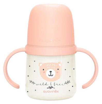 Suavinex Night & Day Biberon à Anses Bec Souple 150 ml Dès 6 Mois - Couleur : Rose