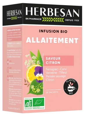 Herbesan Infusion Allaitement Saveur Citron Bio 20 Sachets