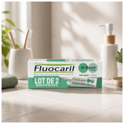 Fluocaril Dentifrice Menthe Bi-Fluoré 2 x 75 ml