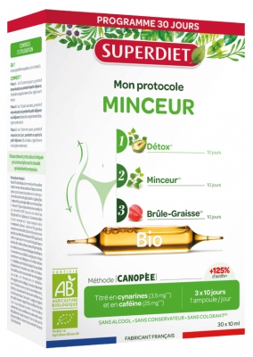 Superdiet Protocole Minceur Bio 30 Ampoules de 10 ml