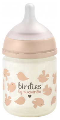 Suavinex Birdies Biberon Verre Tétine Symétrique XS Débit Extra Lent 120 ml Dès 0 Mois