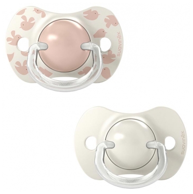 Suavinex Birdies 2 Sucettes à Tétines Symétriques SX Pro de 6 à 18 Mois - Couleur : Rose