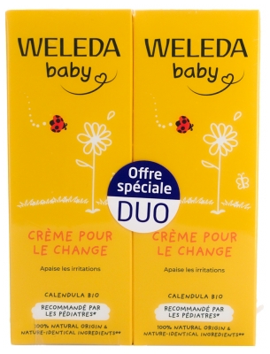 Weleda Baby Crème pour le Change Apaise les irritations Calendula Lot de 2 x 75 ml