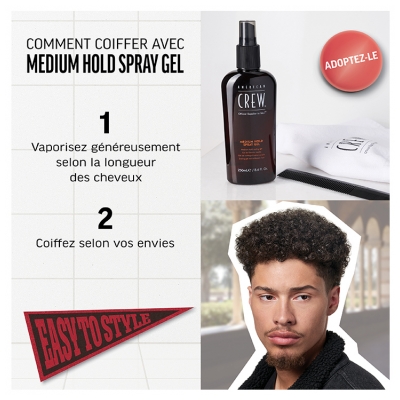 American Crew Medium Hold Spray Gel de Coiffage Fixation Moyenne 250 ml