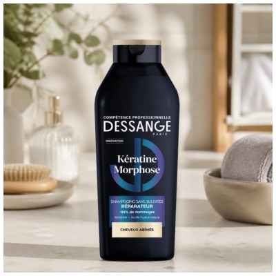 Dessange Kératine Morphose Shampoing Réparateur pour les Cheveux Abîmés 280 ml