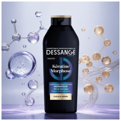 Dessange Kératine Morphose Shampoing Réparateur pour les Cheveux Abîmés 280 ml