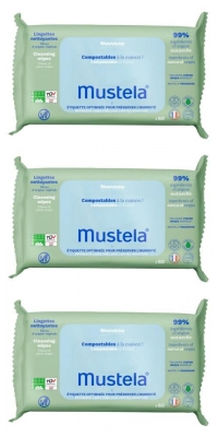 Lingettes Nettoyantes Compostables Sans Parfum Lot de 3 x 80 Lingettes