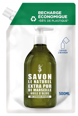 Savon Le Naturel Extra Pur de Marseille à l'Huile d'Olive Recharge 500 ML