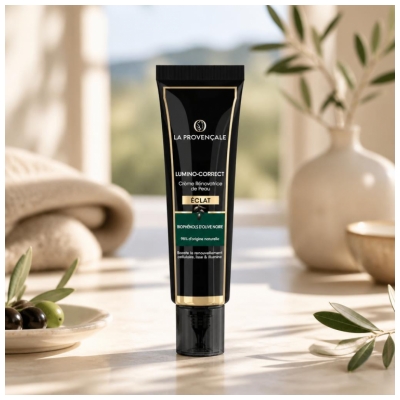 La Provençale Bio la Provençale Lumino-Correct - Crème Rénovatrice de Peau Booster d'Éclat – Biophénols d'Olive Noire - Tous Types de Peaux - 40 ml