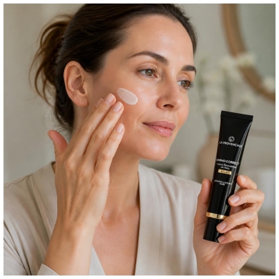La Provençale Bio la Provençale Lumino-Correct - Crème Rénovatrice de Peau Booster d'Éclat – Biophénols d'Olive Noire - Tous Types de Peaux - 40 ml