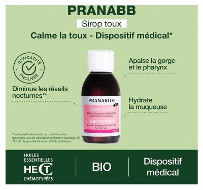 Pranarôm PranaBB Sirop Toux Dès 1 An Bio 120 ml