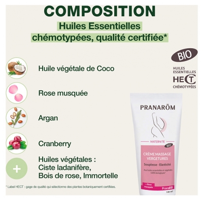 Pranarôm PranaBB Crème Massage Vergetures Bio 100 ml