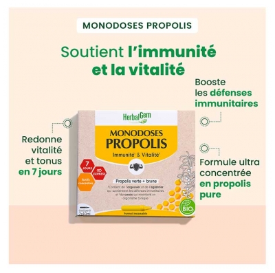 HerbalGem Monodoses Propolis Bio 7 Monodoses de 10 ml