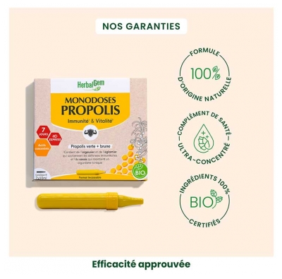 HerbalGem Monodoses Propolis Bio 7 Monodoses de 10 ml