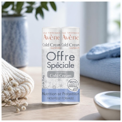 Avène Cold Cream Cold Cream - Stick Lèvres Nourrissant - Lèvres Desséchées et Irritées 2 x 4 g