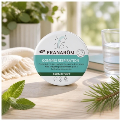 Pranarôm Aromaforce Respiration Gommes Menthe/Pin Bio 45 g