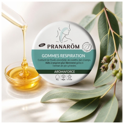 Pranarôm Aromaforce Respiration Gommes Menthe/Pin Bio 45 g