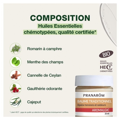 Pranarôm Aromalgic Baume Traditionnel Effet Chaud 30 ml