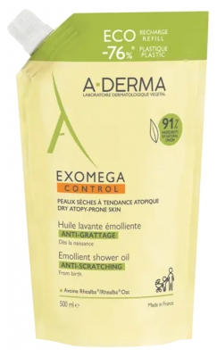 A-DERMA Exomega Control Huile Lavante Émolliente Peaux Sèches Atopiques Recharge 500 ml 