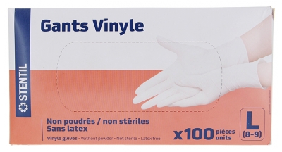 Stentil Gants Vinyle Non Poudrés Non Stériles 100 Gants - Taille : L