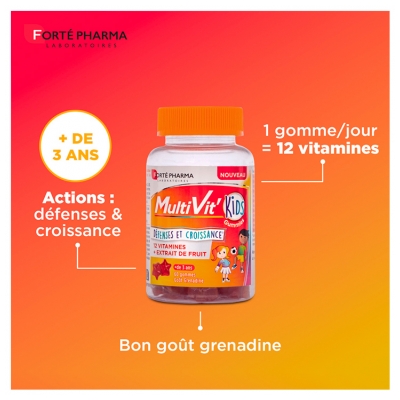 Forté Pharma MultiVit'Kids Dédense et Croissance 60 Gummies