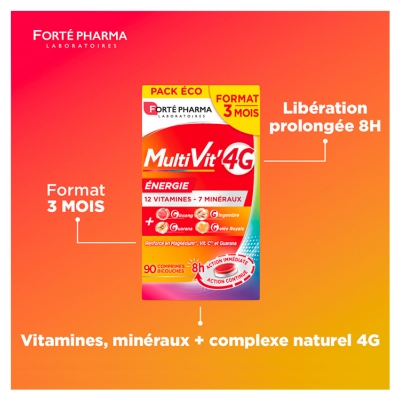 Forté Pharma Multivit 4 g Énergie Pack 3 Mois 90 Comprimés Bicouches