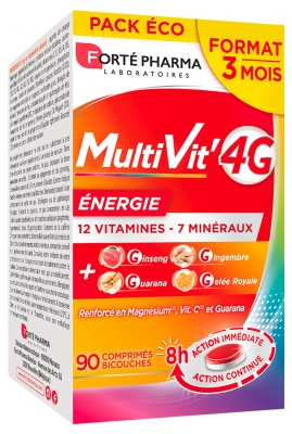 Forté Pharma Multivit 4 g Énergie Pack 3 Mois 90 Comprimés Bicouches