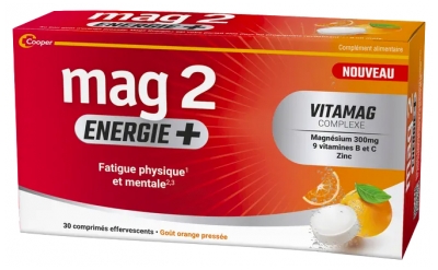 Mag 2 Énergie+ Fatigue Physique et Mentale 30 Comprimés Effervescents