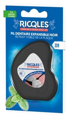 Ricqlès Fil Dentaire Expansible Noir Menthe Poivrée 30 m