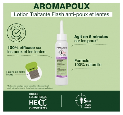 Pranarôm Aromapoux Lotion Traitante Flash 5 Minutes Anti-Poux & Lentes 100 ml
