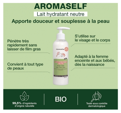 Pranarôm Aromaself Lait Hydratant Neutre pour le Visage et le Corps Bio 250 ml