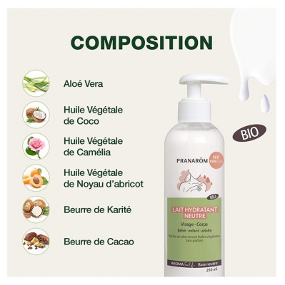 Pranarôm Aromaself Lait Hydratant Neutre pour le Visage et le Corps Bio 250 ml