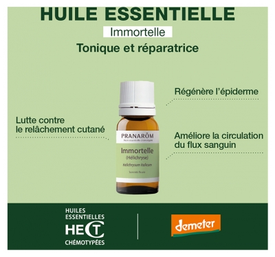 Pranarôm Huile Essentielle Immortelle - Helichrysum Italicum - Hélichryse Italienne Sommité Fleurie Hect 2 ml