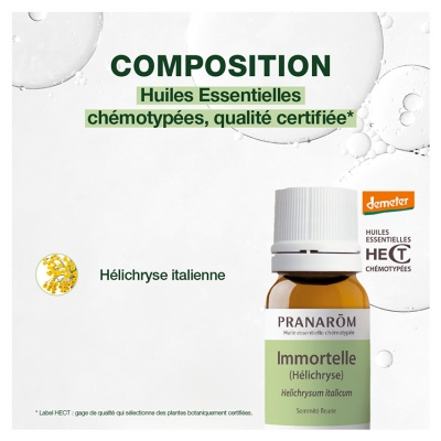 Pranarôm Huile Essentielle Immortelle - Helichrysum Italicum - Hélichryse Italienne Sommité Fleurie Hect 2 ml