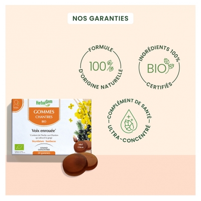 HerbalGem Gommes Chantres Adoucit et Apaise Bio 24 Gommes
