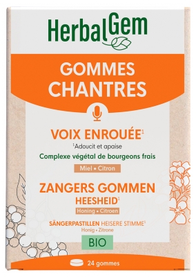 HerbalGem Gommes Chantres Adoucit et Apaise Bio 24 Gommes