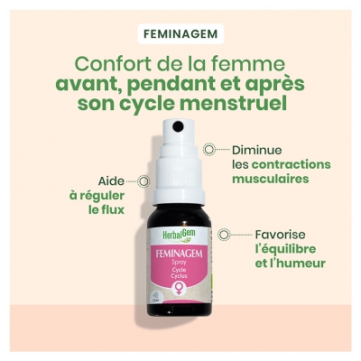 HerbalGem Feminagem Cycle Concentré de Bourgeons Frais Spray Bio 15 ml