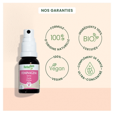 HerbalGem Feminagem Cycle Concentré de Bourgeons Frais Spray Bio 15 ml