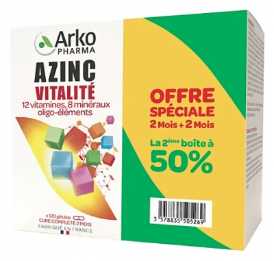 Arkopharma Azinc Vitalité Adulte Lot de 2 x 120 Gélules
