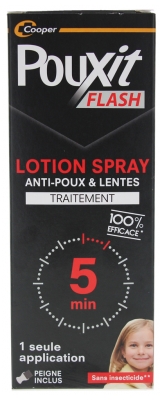 Pouxit Flash Spray Anti-Poux et Lentes 5 min 100% Efficace 150 ml