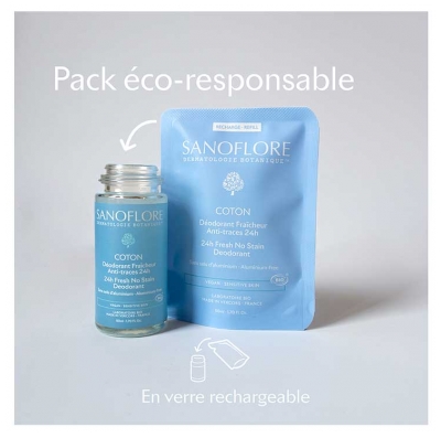 Sanoflore Déodorant Fraîcheur 24H Coton Recharge Biologique 50 ML