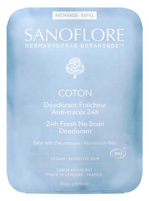 Sanoflore Déodorant Fraîcheur 24H Coton Recharge Biologique 50 ML