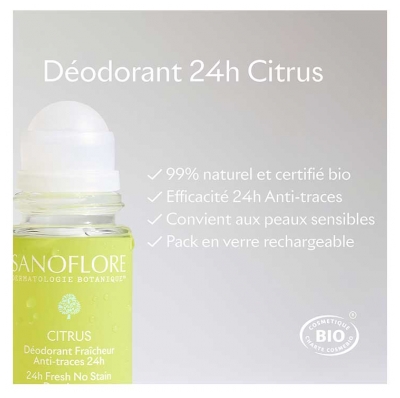 Sanoflore Déodorant Fraîcheur 24H Citrus Biologique 50 ML