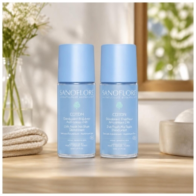 Sanoflore Déodorant Fraîcheur 24H Coton Bio Lot 2 x 50 ML