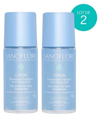 Sanoflore Déodorant Fraîcheur 24H Coton Bio Lot 2 x 50 ML