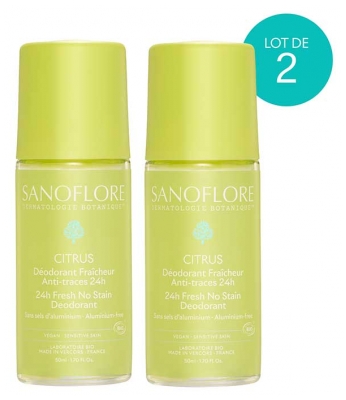 Sanoflore Déodorant Fraîcheur 24H Citrus Bio Lot 2 x 50 ML
