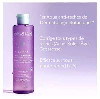 Sanoflore Lumina Lotion Aqua Éclat Anti-Taches Effet Peau Neuve Bio 200 ml