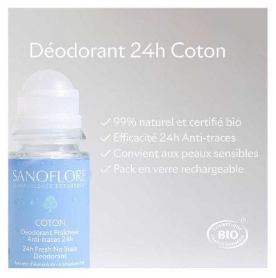 Sanoflore Déodorant Fraîcheur 24 Heures Coton Bio 50 ML