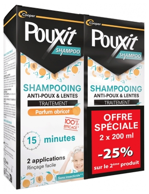 Pouxit Shampoing Traitement Anti-Poux & Lentes 2 x 200 ml Offre Spéciale